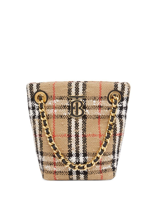 Vintage Check bouclé mini Lola bucket bag