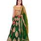 Red lion enterprise Women's Australian Silk Semi-stitched Anarkali Crop Top (Green, 24W x 32 L)