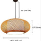LITFAD Antique Lantern Pendant Lighting Rattan Single Light Weaving Natural Wooden Ceiling Hanging Light Beige Ceiling Fixture with Adjustable Cord for Dining Room Living Room Restaurant - 19.8"