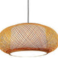 LITFAD Antique Lantern Pendant Lighting Rattan Single Light Weaving Natural Wooden Ceiling Hanging Light Beige Ceiling Fixture with Adjustable Cord for Dining Room Living Room Restaurant - 19.8"