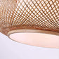 LITFAD Antique Lantern Pendant Lighting Rattan Single Light Weaving Natural Wooden Ceiling Hanging Light Beige Ceiling Fixture with Adjustable Cord for Dining Room Living Room Restaurant - 19.8"